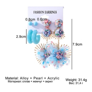 6 çift/takım yaz altın küpe seti Temperamental Hoop basit düzensiz şeker küpe seti - Product Image 3