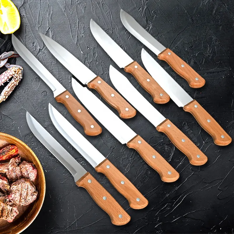 Juego de cuchillos de carnicero para deshuesar Eid al-Fitr Festival con mango de madera, cuchillo para cortar carne, cuchillo para desollar, matar cerdo, pescado para Hotel