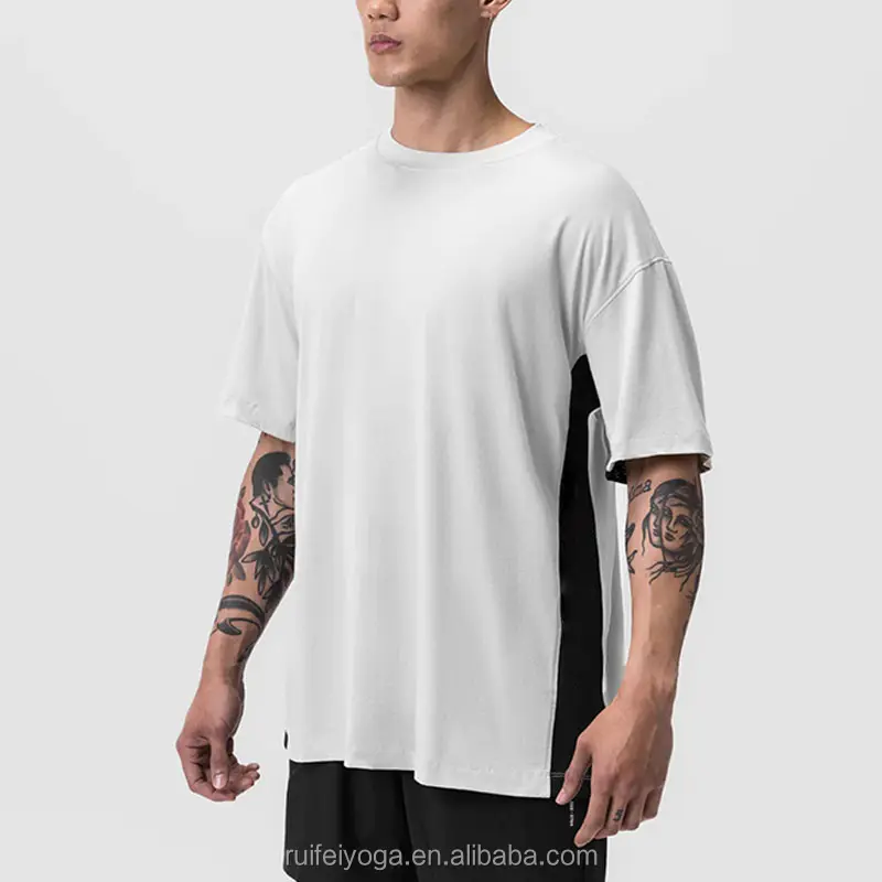 Custom de Alta Qualidade Soft Reciclado T Shirt 94% Supima Algodão 6% Spandex Oversized Tee Drop Shoulder Fitness Sport Men Gym T-shirt