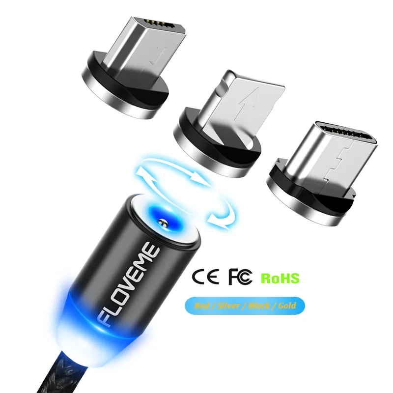 Cable USB de carga magnética para iphone, Cable cargador de teléfono móvil Micro tipo C, certificado CE FCC RoHS, envío directo