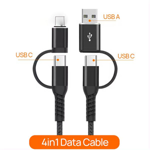 PD 60W Fast Charging <strong>3</strong> 4 in 1 USB Cable 3a Nylon Braided Cable Micro Kabel <strong>5</strong> in 1 USB C to USB C to Type C Multi <strong>Charger</strong> Cable - Product Image 5