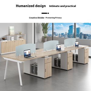 シンプルモダン4/6人固体MDFコンピュータワークステーションオフィスチェア組み合わせカードシートパネルスタイル - Product Image 3