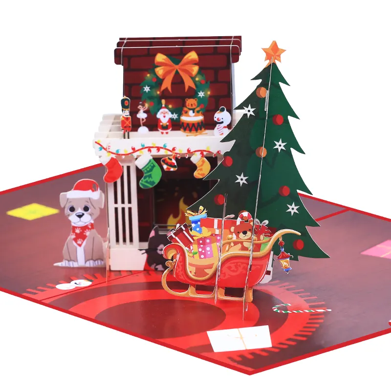 Nuovo Design biglietto di auguri di natale 3d natale vecchio Pop Up grazie cartolina desiderio biglietto regalo con busta