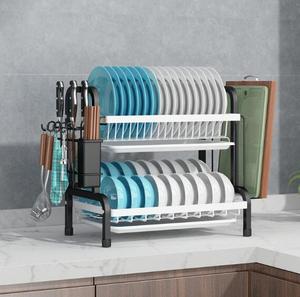 2 katmanlı 3 katmanlı Metal bulaşık kurutma bulaşıklık ile kesme tahtası tutucusu, büyük bulaşıklık mutfak sayacı organizatör - Product Image 2