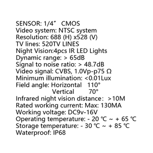 4PCS IR <strong>LED</strong> Lights NTSC System DC 9v-16v 688x528 Resolution with IP68 Waterproof Function HD <strong>Camera</strong> - Product Image 2