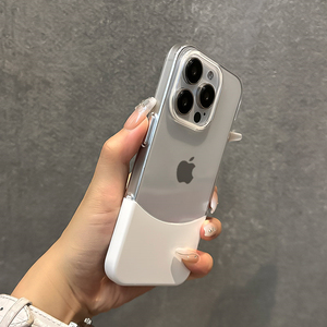 Itme iki renk temizle şeffaf Anti sarı akrilik Pc darbeye geri telefon iphone için kılıf 16 15 14 13 12 11 kabuk - Product Image 2