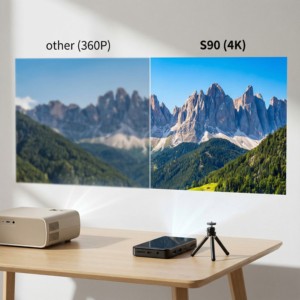جهاز عرض الجيب المحمول Aome S90 الصغير ثلاثي الأبعاد 4K DLP فائق الدقة Full HD يدعم شبكة 5G WiFi قصير المدى مع بطارية للاستخدام الخارجي وذاكرة 32GB وعمر يصل إلى 30000 ساعة - Product Image 3