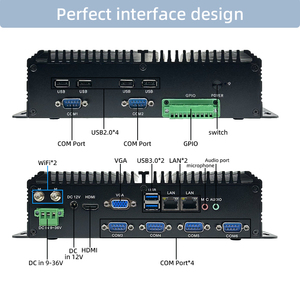 Intel Core 4th 5th Gen I3 I5 I7 Fanless 6COM-2LAN-6USB GPIO 9 ~ 36V DC DDR3 8GB 512GB H-D VGA UK/US/EU plug New SSD Industrial PC - Product Image 3
