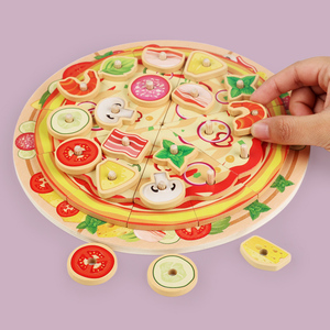 <strong>2025</strong> Best Selling Kids Kitchen Toy - Wooden Pizza Making Set Educational Role Play Cooking Game for Children