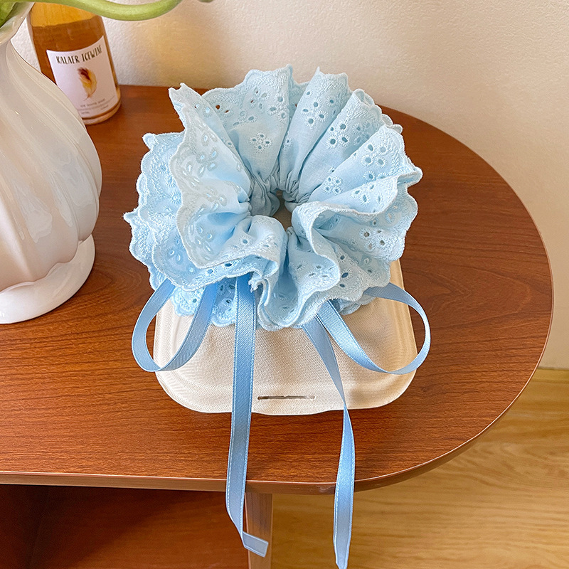 4 Blue drawstring hair ties, large size - 33*15cm