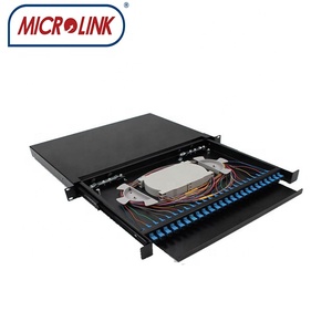 Panel de parche de fibra óptica tipo cajón deslizante estante de 19 pulgadas, 1U, 24 puertos SC, marco de distribución dúplex ODF con coletas y adaptador - Product Image 2