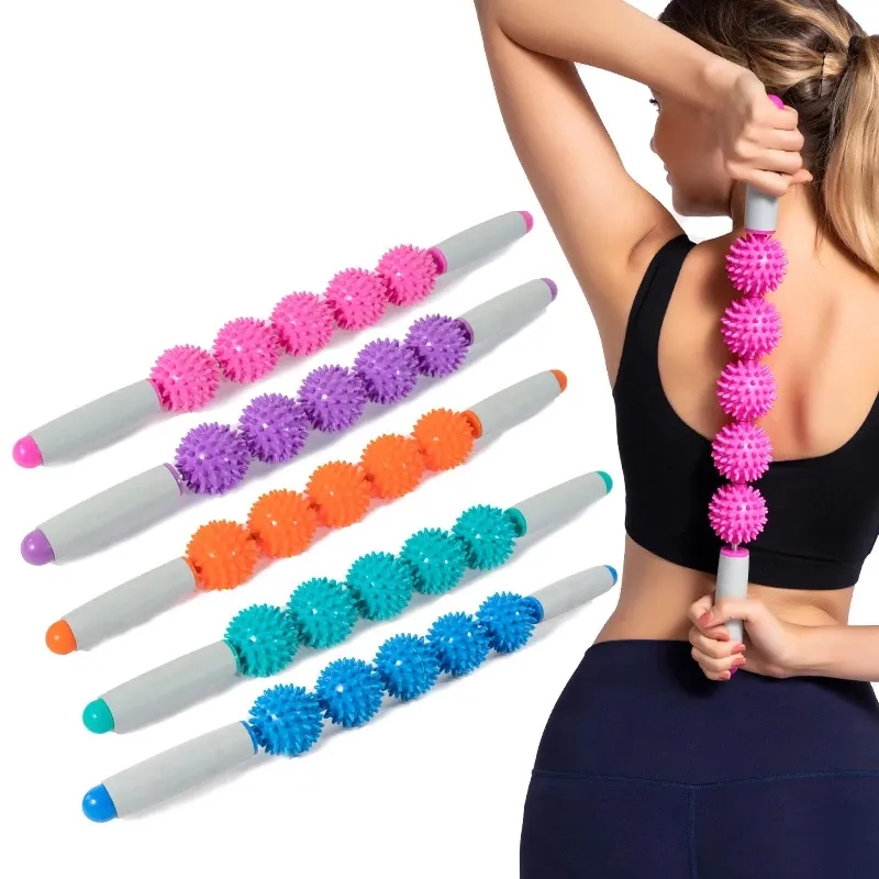 Anti Celulite Massageador Corporal Emagrecimento Muscular Relaxar Rolo Relaxar Músculo 5 Bolas Yoga Massagem Roller Stick