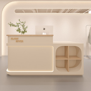 Internet người nổi tiếng phong cách Kem cửa hàng quần áo phụ nữ tủ tiếp tân gỗ đơn giản quầy bar nhỏ cửa hàng quầy thu ngân bàn làm đẹp - Product Image 6