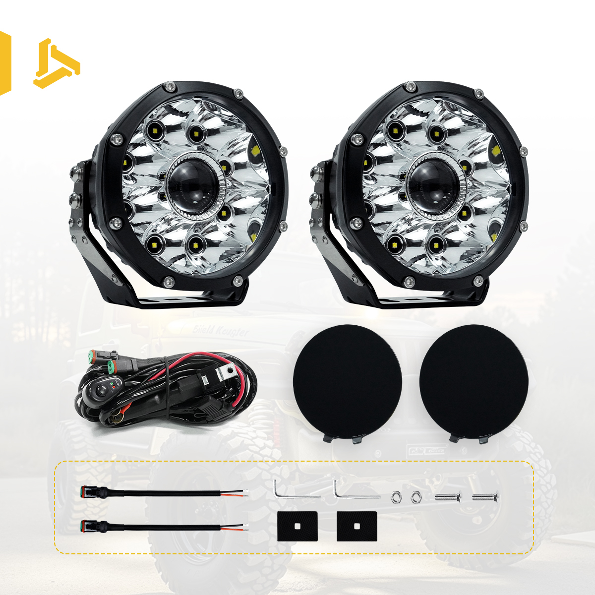 Kit de luces (Par + Cubierta negra + Arnés de cables)