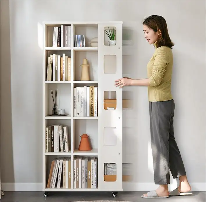 Meubles de salon de luxe en bois massif blanc bibliothèques modernes étagère à livres design à 5 étages