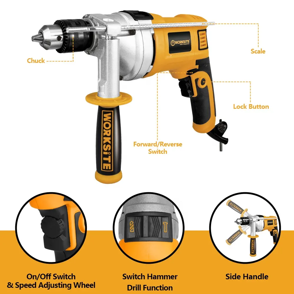 WORKSITE Customized Professional Electric Impact Drill 1100W