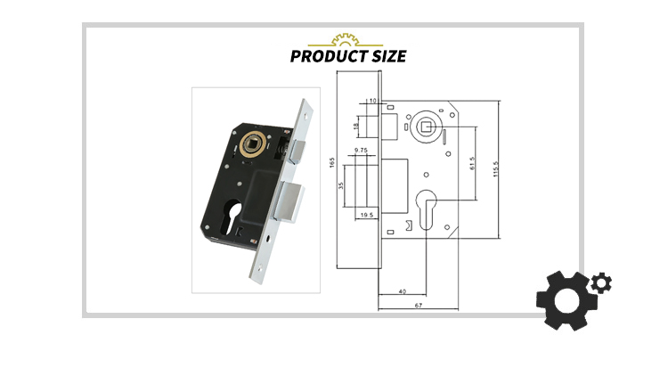 EADER 61.5*40 mm door mortise lock body european lock/ wooden door
