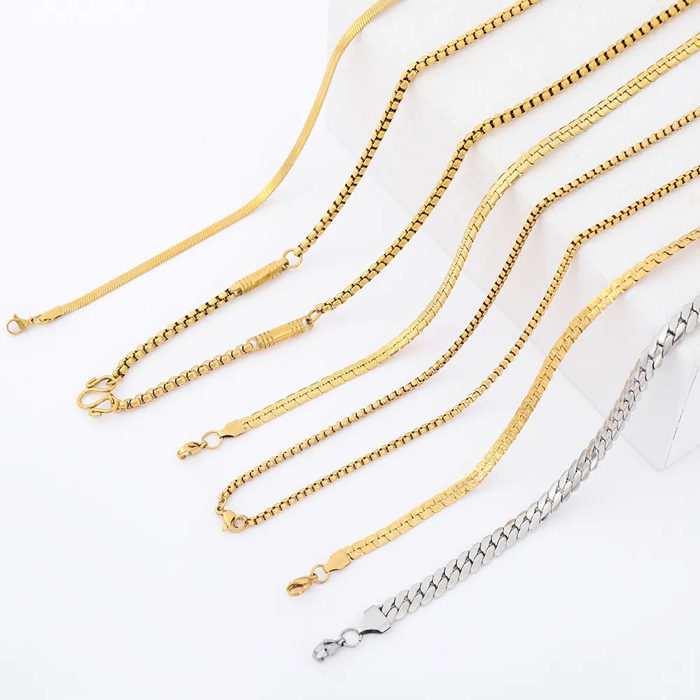 Moda projeta colar gargantilha aço inoxidável 18k PVD banhado a ouro plana cobra colar