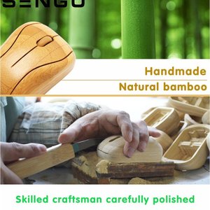 Bambus Holz Optischer Computer Laptop PC Mäuse Maus 2,4 GHz Drahtloser USB Mini Akku Wiederauf ladbarer Silent <span class=keywords><strong>Mouse</strong></span> Geschenkset - Product Image 6