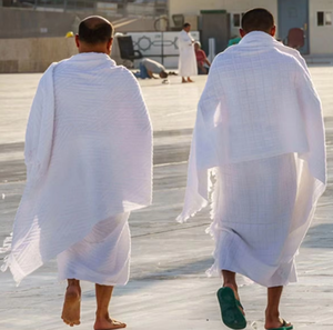 Toptan yüksek kalite % 100% pamuk jakarlı müslüman Haji Ihram havlu nokta hac havlu beyaz Ihram Hajj ve Umrah havlu - Product Image 4