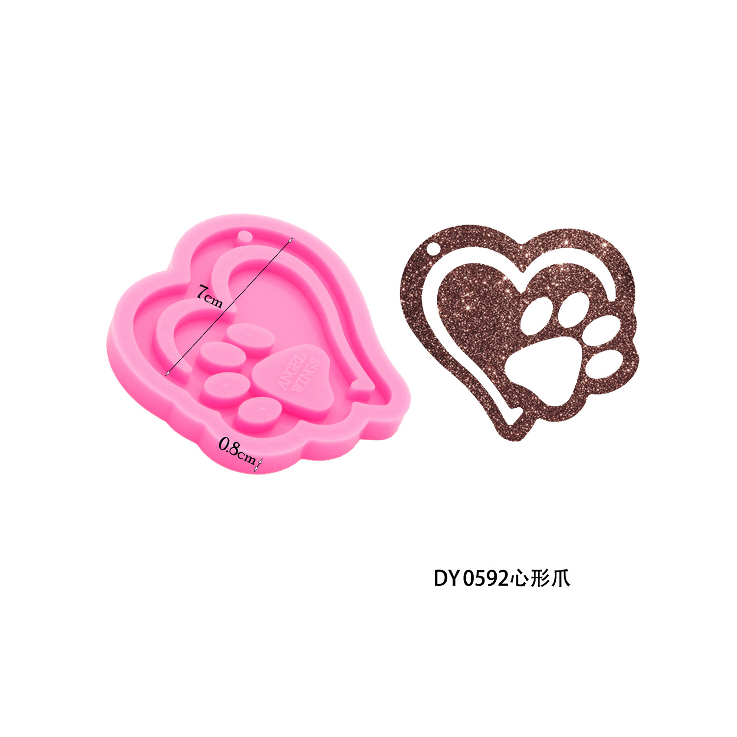 Moule en silicone Dy0592 Coeur avec patte