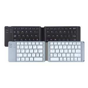 Factory <strong>Price</strong> in <strong>Stock</strong> Dual Folding Design Plastic Rechargeable Silent Portable Bluetooth Keyboard for iPad Tablet - Product Image 1