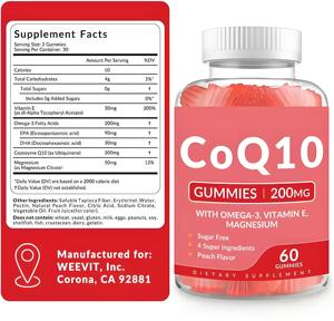 無糖CoQ10ガミー大人用コエンザイムQ10オメガ3エネルギー脳と抗酸化サポート付きQ10サプリメント - Product Image 4