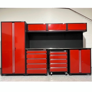 功能红色车库金属橱柜储物工具储物柜带工具 - Product Image 1
