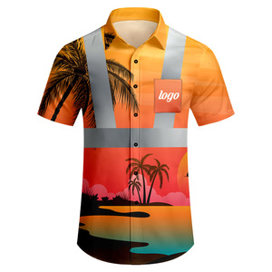 เสื้อชายหาดฮาวาย Aloha เสื้อแขนสั้นลายดอกไม้เกาะสะท้อนแสงโลโก้ตามสั่ง - Product Image 5