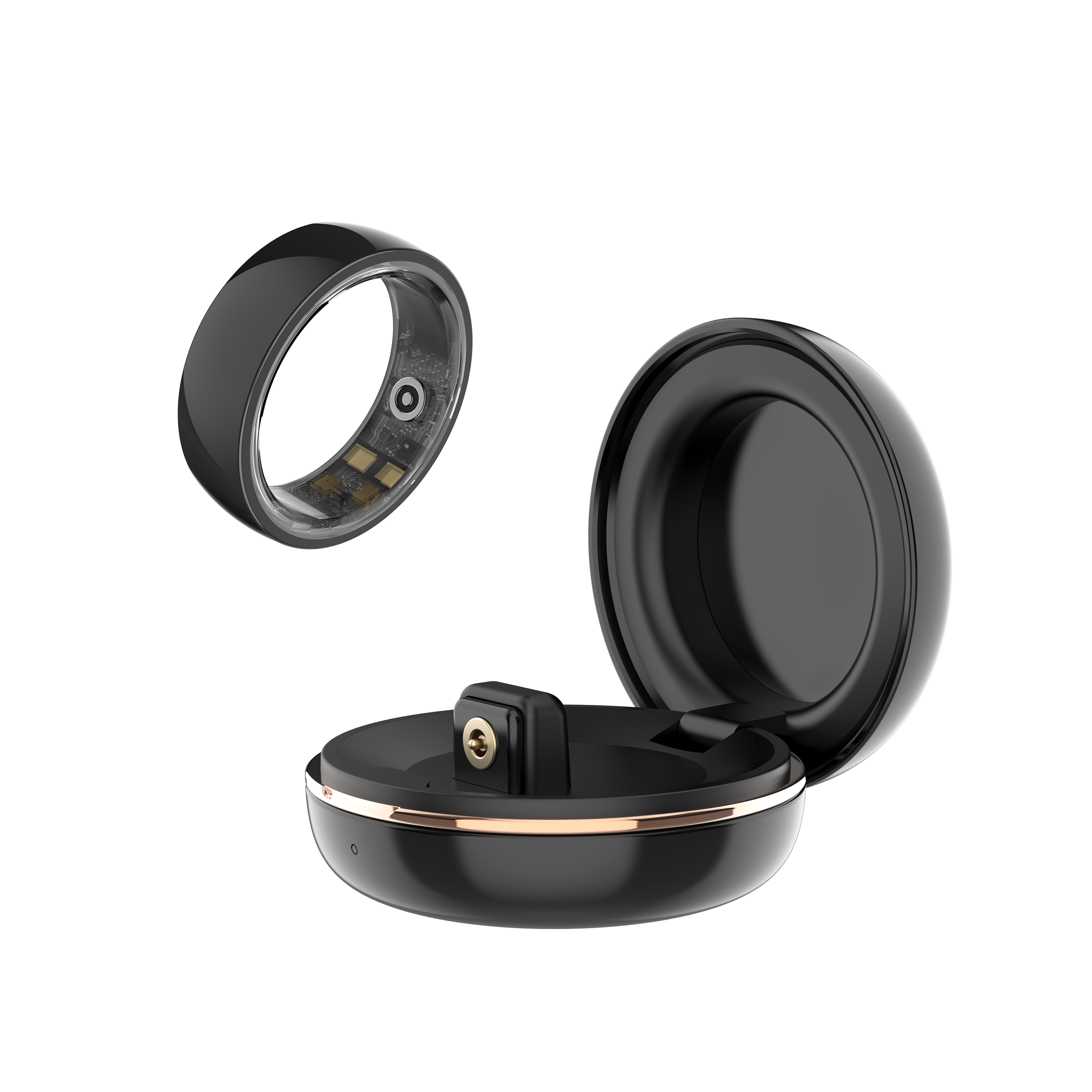 Noir - SR0001 Bague connectée avec étui de chargement