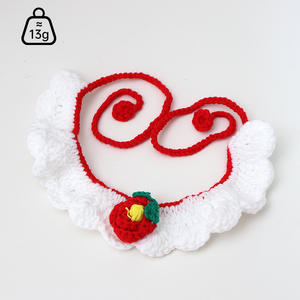 ปลอกคอสัตว์เลี้ยงถักด้วยมือมาใหม่ผ้าพันคอลูกสุนัขที่รัดผมอุปกรณ์สำหรับสัตว์เลี้ยงคอเสื้อขนาดเล็ก - Product Image 1