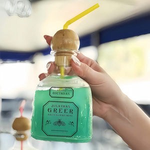 Mini 375ml Plastic Custom Reusable <strong>Patron</strong> <strong>Cup</strong> with Straws Personalized Tequila Liquor Drinking Bottle for Parties - Product Image 4