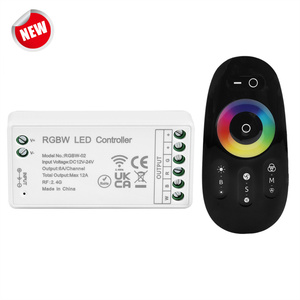 Regulador de intensidad LED RGBW de 12A con Control remoto, 2,4G, inalámbrico, RF, completamente táctil, para 4 canales, PWM, tira LED COB de Color, CC de 12V y 24V