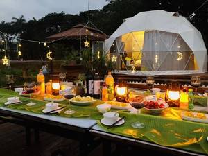 Nihai açık hava Retreats için eko-tatil Glamping siteleri sürdürülebilir hava koşullarına dayanıklı top çadır için lüks jeodezik kubbe çadır