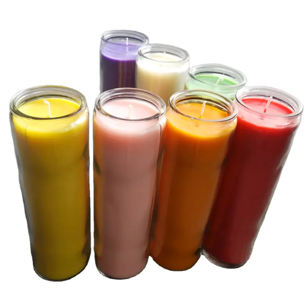 Low price Scented Soy wax glass jar candle 7 days religious church candles