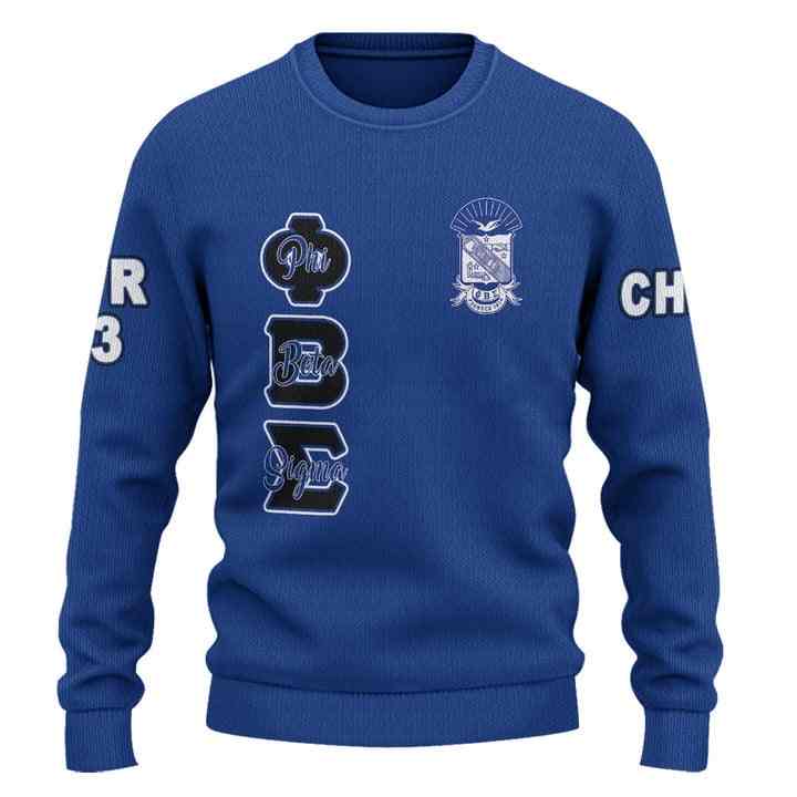 Phi Beta Sigma เสื้อกันหนาวแบบถักสีน้ำเงินเข้มสเวตเตอร์แบบลำลองออกแบบได้เองสำหรับผู้หญิงจัมเปอร์คริสต์มาสที่น่าเกลียดเสื้อกันหนาวแบบสวมหัวเสื้อสวมหัวคอกลมสำหรับฤดูหนาว