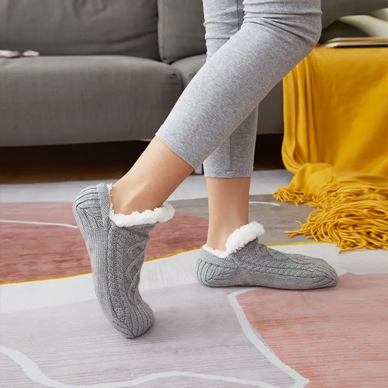 Winter Men and Women Adult Non-slip Home Confinement Socks Snow Sleep Carpet Footwear Leg Sets Slippers Floor Slipper Soc