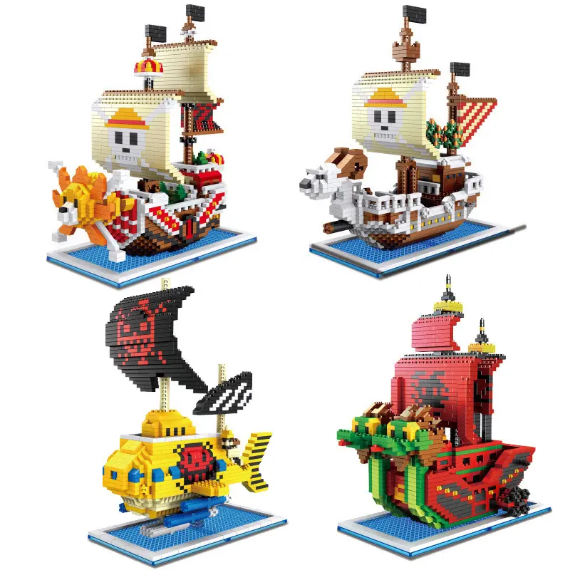 Nuovi arrivi collezione assemblato Polortang One Mini Brick Piece Going Merry Pirate Ship mille Sunny Micro Building Block Toy