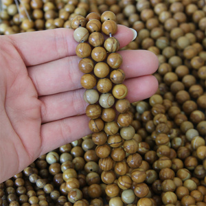 Prix usine naturel brun clair pétrifié bois pierre ronde perles en vrac pour la fabrication de bracelets - Product Image 3
