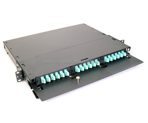 PP1001 1U机架安装光纤外壳配线架24端口滑动抽屉最多可容纳3 * LGX盒或面板，72根光纤