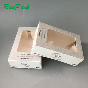 Cheap Custom Printing Biodegradable to Go Food Packaging Containers Takeaway Sushi Paper Box with clear Window