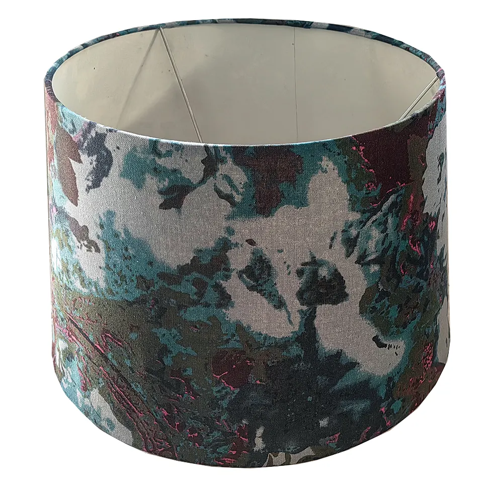 Abajur de tecido de seda artesanal com estampa floral colorida para luminária de mesa e chão