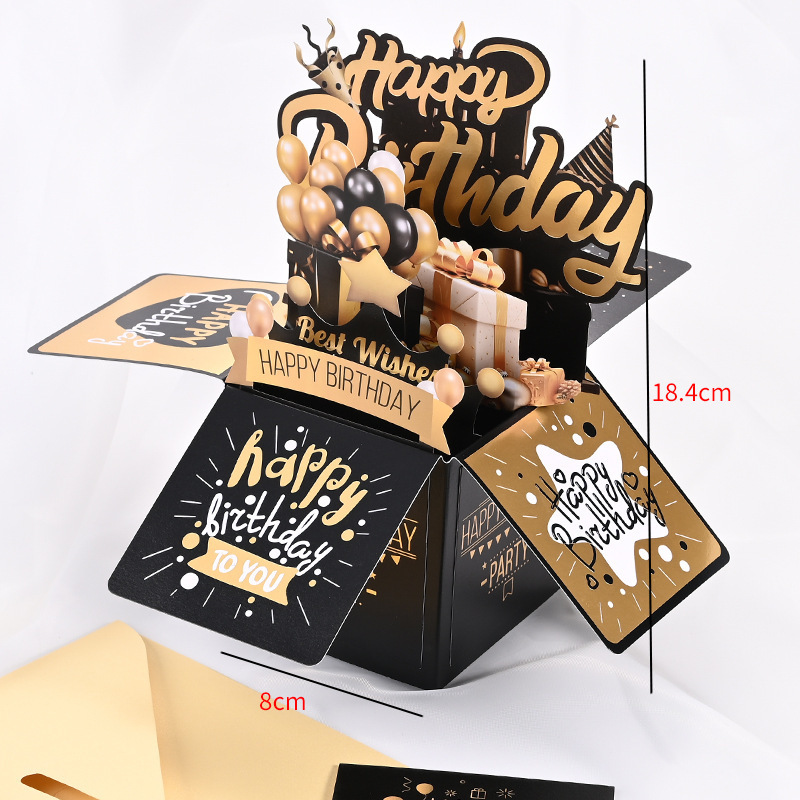 Birthday Box - Black Gold-Encrusted Design