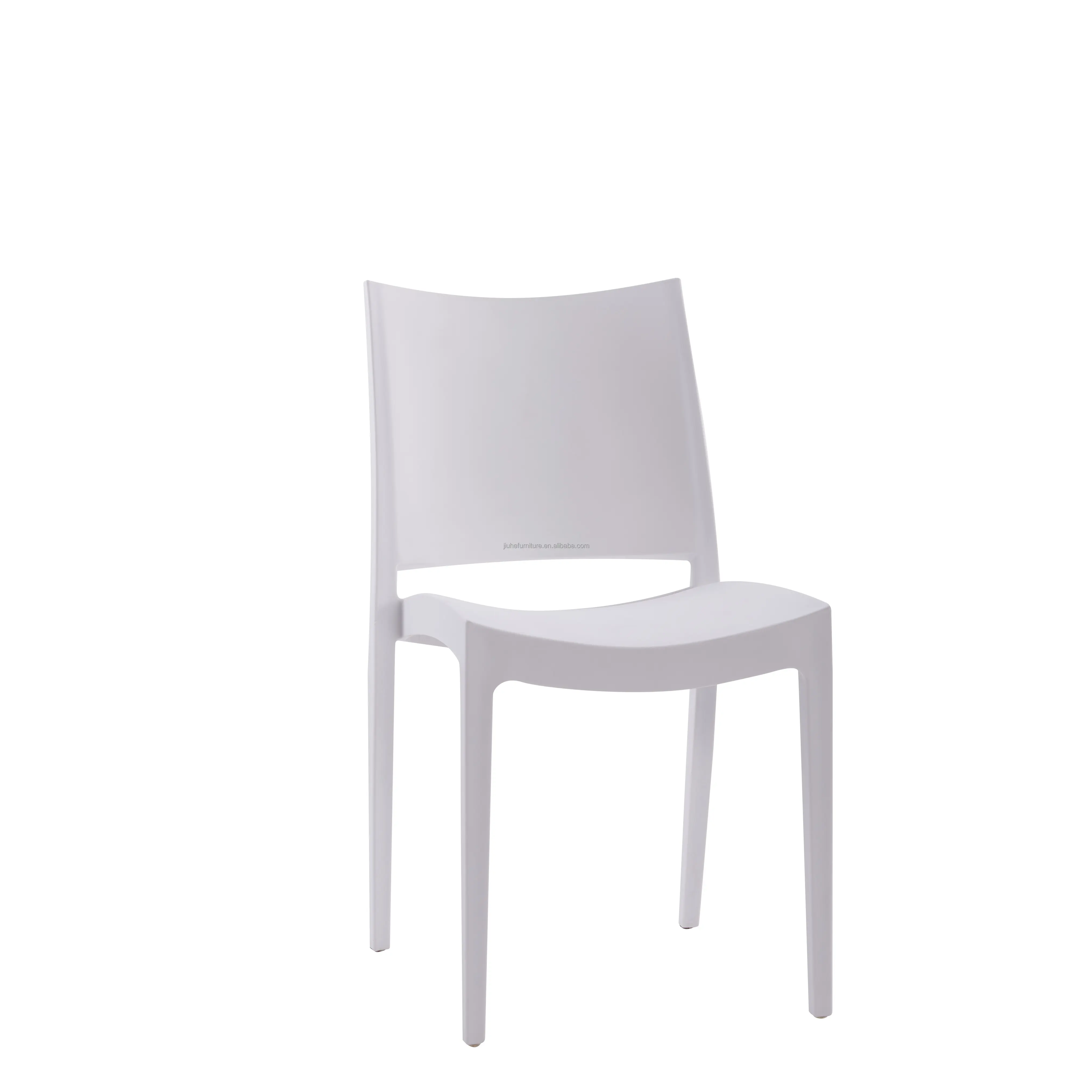 Chaise de salle à manger contemporaine blanche empilable pour l'extérieur en plastique polypropylène