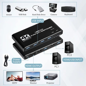 2023 HG gran oferta 4K HD 2*1 SWITCH compatible con 2 ordenadores PC 4 USB3.0 y 1 salida de puerto para ratón y teclado - Product Image 2
