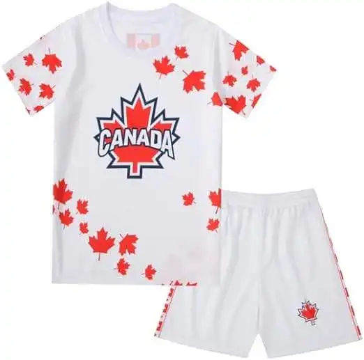 Canada Kids Boys Youth Soccer Football Jersey T-Shirt Set Custom Team Name/Logo Children Sports Jerseys for Game Days Drop Ship
