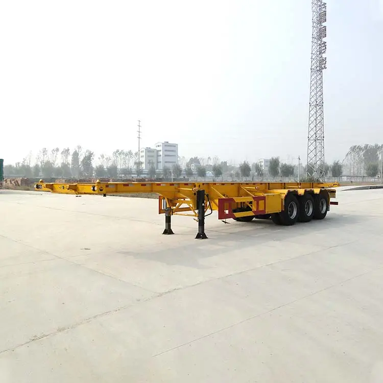 Çin fabrikaları 3 aks çerçeve nakliye şasi 40ft 20ft iskelet yarı römork konteyner