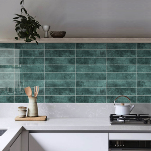 Sang trọng màu xanh lá cây vỏ và dính gạch tự dính bóng tàu điện ngầm gạch Gạch Mosaic dính trên backsplash cho nhà bếp phòng tắm RV - Product Image 5