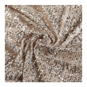 Precio de fábrica raya en existencias malla lentejuelas bordado tul encaje red telas estiramiento liso rayas lentejuelas encaje telas para vestido - Product Image 1