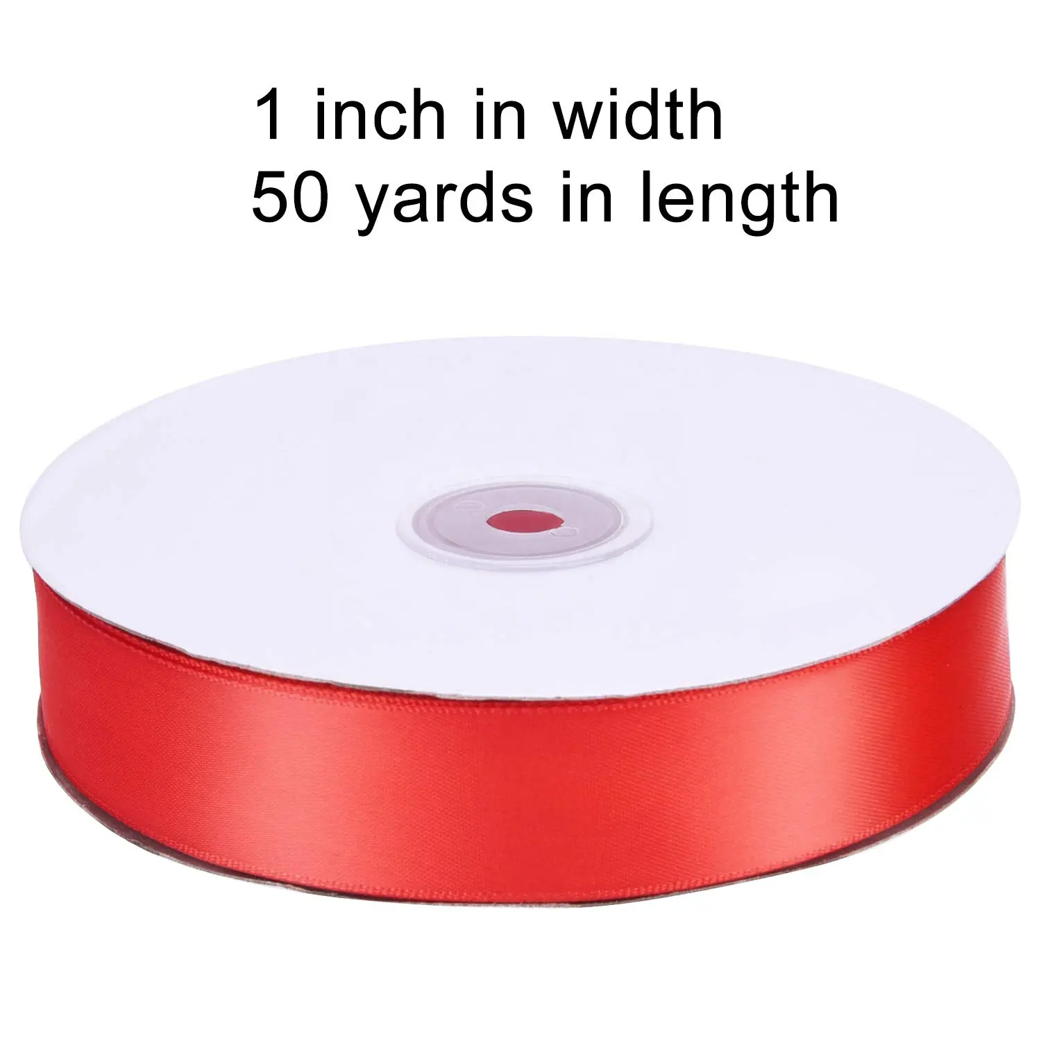 Ribbon Double Face Solid Colored 1" Red Satin Ribbon for Gift Wrapping